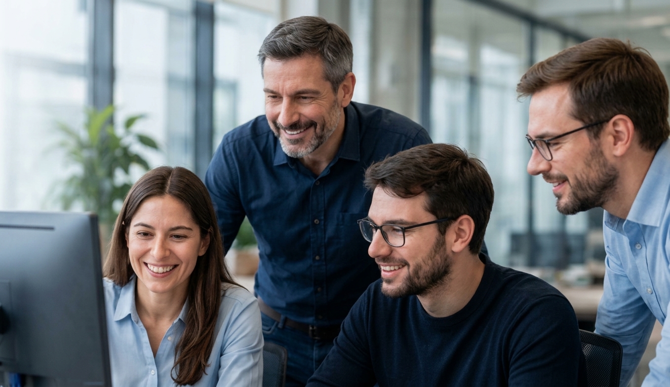 Equipo de Informática Uno trabajando con clientes